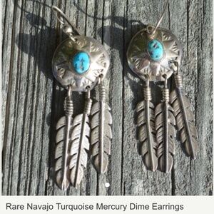 Navajo made Mercury DimeTurquoise Earrings